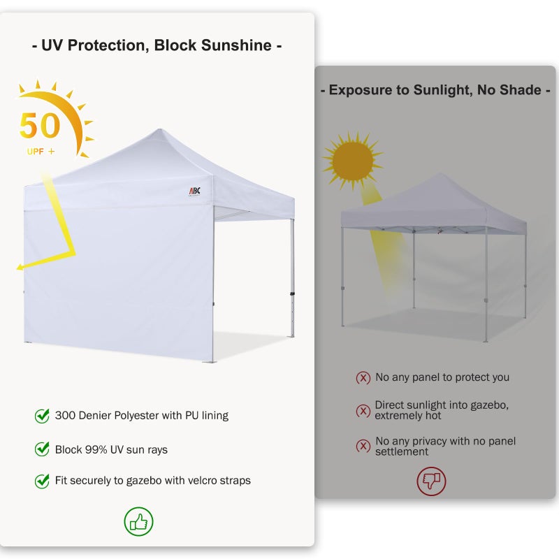 ABCCANOPY Instant Canopy SunWall 10x10 FT, 1 Pack Sidewall Only, No Frame or Top, White - Image 4